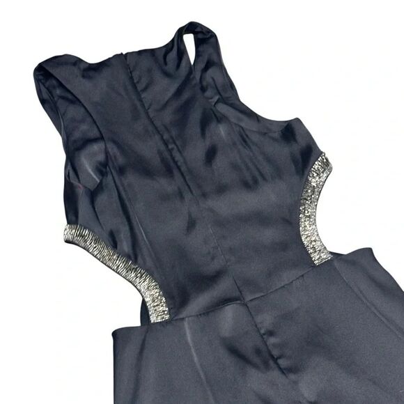 Women’s NWT BCBGENERATION black cut out halter beaded waist maxi gown sz 10 - Picture 4 of 7